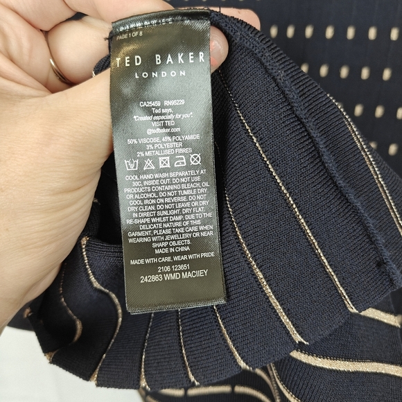 Ted Baker Maciiey Mini Knit Dress Metallic Detail Size 3 Ted 8-10 US - Picture 13 of 13